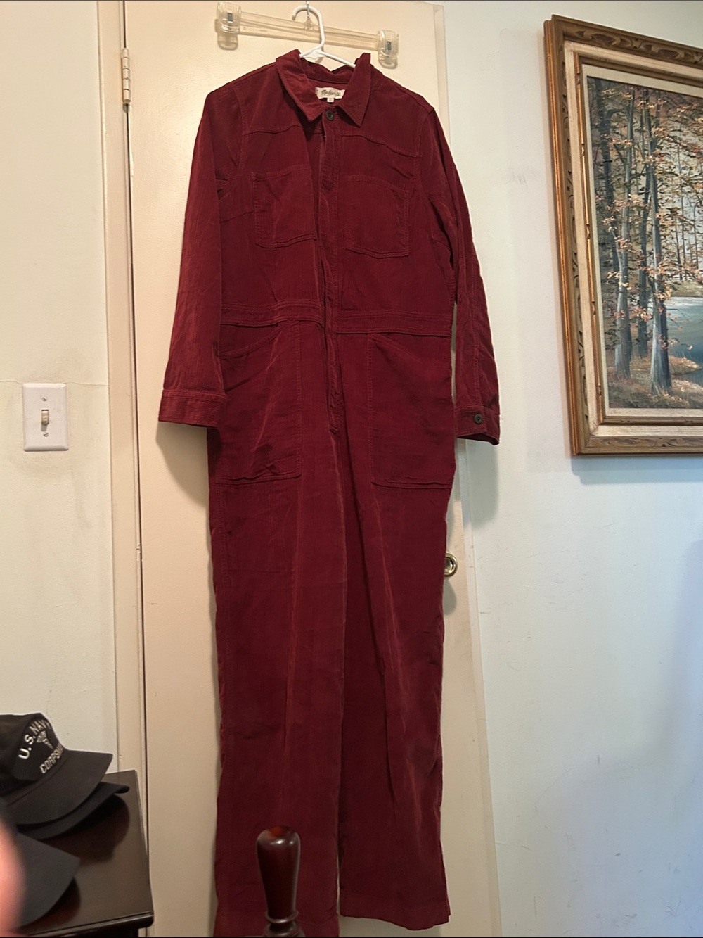 Women's Corduroy Jumpsuit - Deep Burgundy
